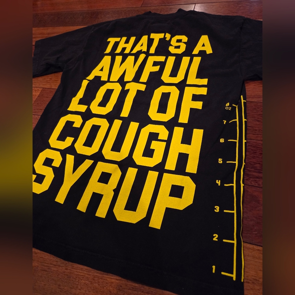 BNWOT ALOCS/That's A Awful Lot Of Cough Syrup Measurements Shirt- Men's Small